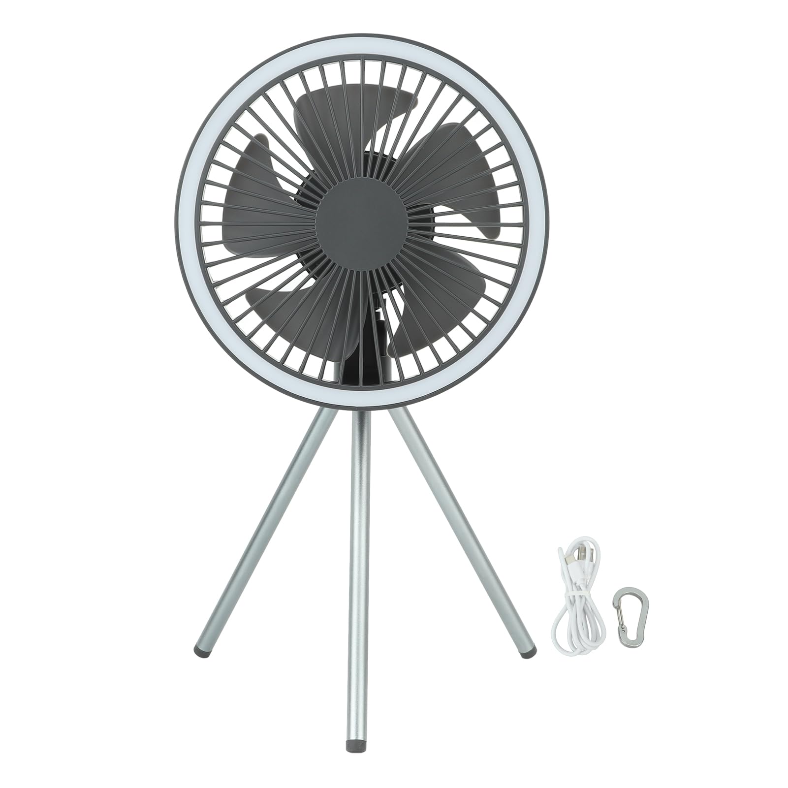 HEEPDD Ventilateur de Camping Portable, Matériau ABS, Ventilateur Rechargeable avec Batterie 10 000 MAh et Lumière LED pour Activités de Plein Air et Camping