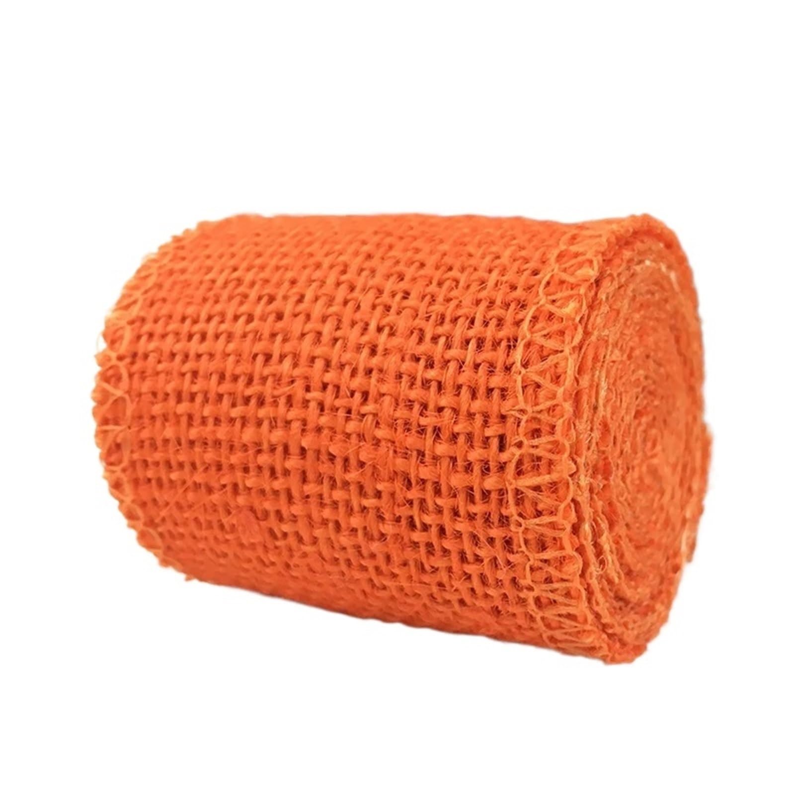 2Meter Colorful Jute Burlap Hessian Ribbon Rolls Colored Natural DIY Crafts Wrapping for Crafting Decorating Wrapping(Orange)