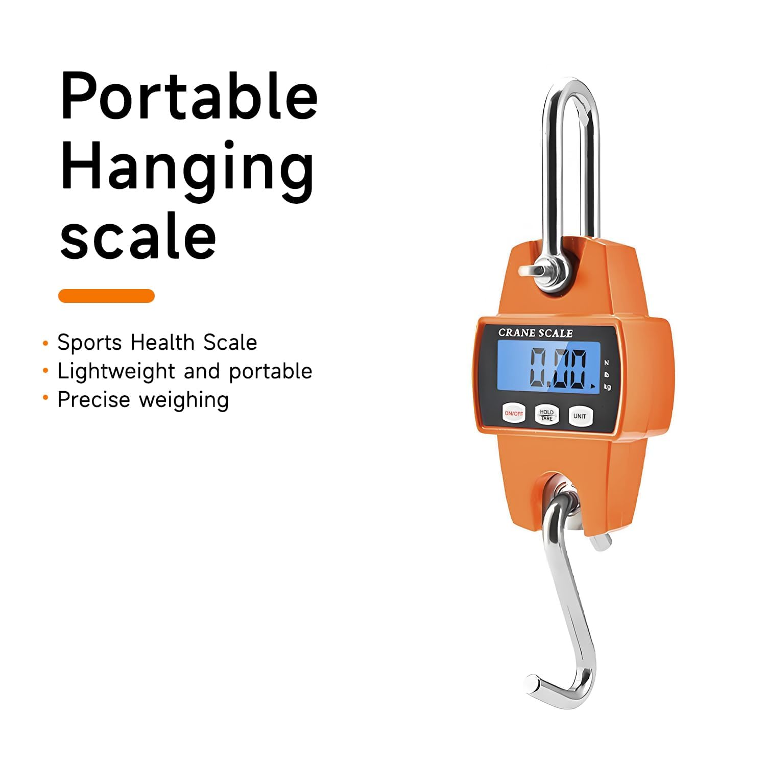 Qumox Balance Numérique Suspendue 300 kg – Mini Grue Portable avec Crochets, Écran LCD, Haute Précision, Balance de Pêche, Ferme, Chasse, Extérieur