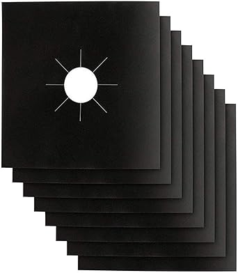Stove Burner Covers - Gas Stove Protectors Black 0.2mm Double Thickness, Reusable, Non-Stick, Fast Clean Liners for Kitchen/Cooking. Stove top Covers Gas Burners Size 10.6" x 10.6" BPA Free8 Packs