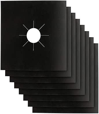 Stove Burner Covers - Gas Stove Protectors Black 0.2mm Double Thickness, Reusable, Non-Stick, Fast Clean Liners