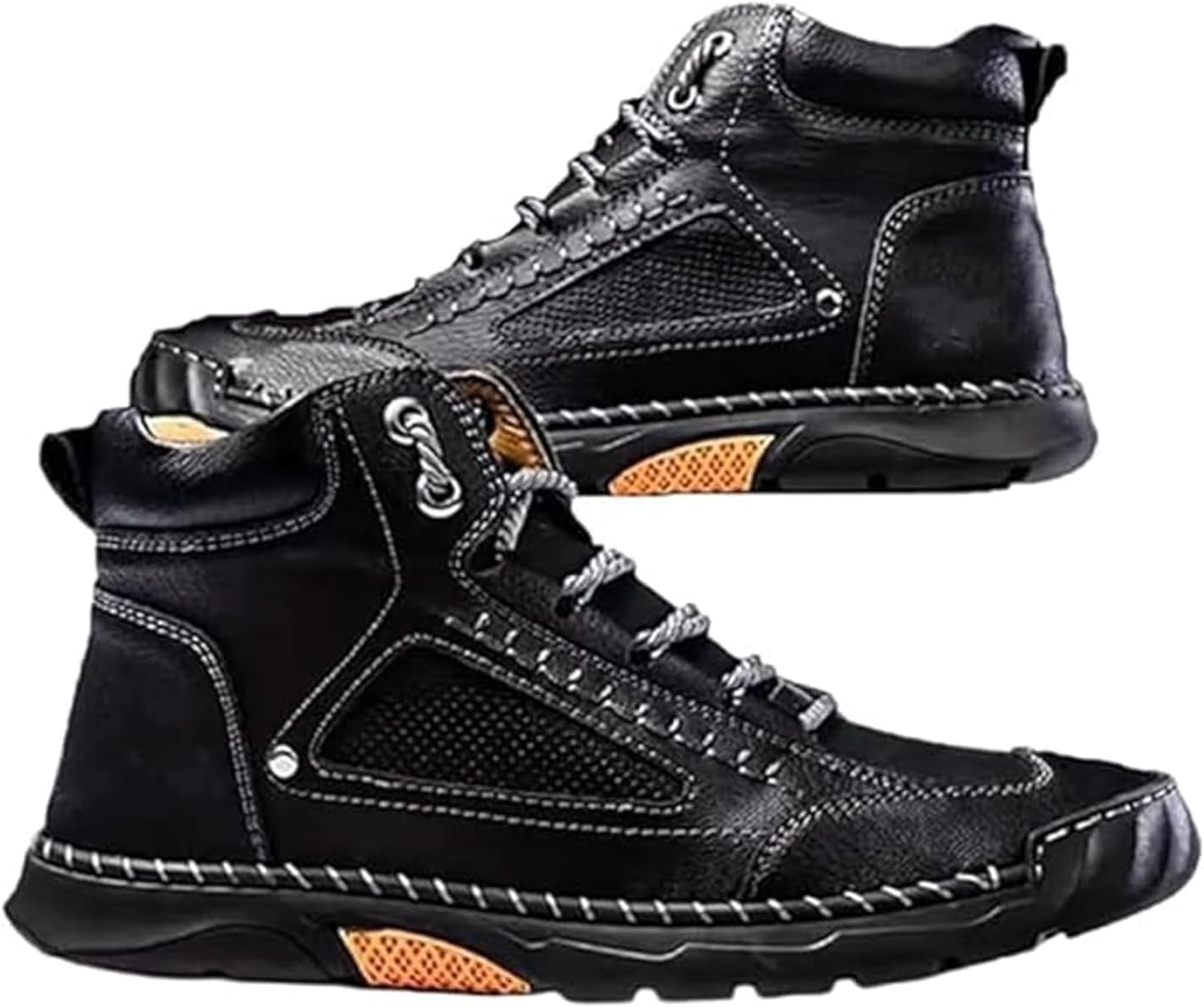 Men's Comfortable Handmade Leather Boots – Waterproof, Arch Support, Pressure Relief, Spacious Toe Box Outdoor Leather Shoes