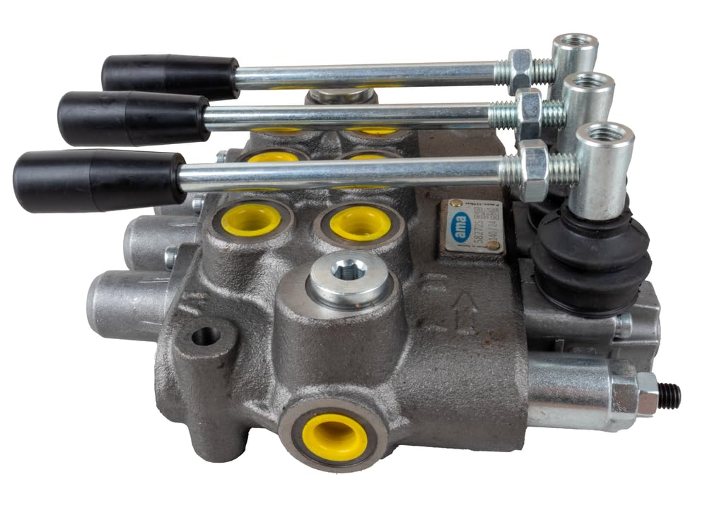 Distributeur hydraulique Ama Basic pour tracteurs 3/8" et à 3 leviers : Distributeur hydraulique double effet avec rappel par ressort, Débit 40 L/min, Pression maximale 180 bar