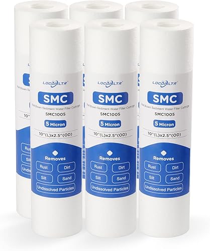 Whole House - Cartucho de filtro de agua de polipropileno hilado de 10 x 2.5 pulgadas para pozo de sedimentos de 5 micrones para P5, WH-S200-C,