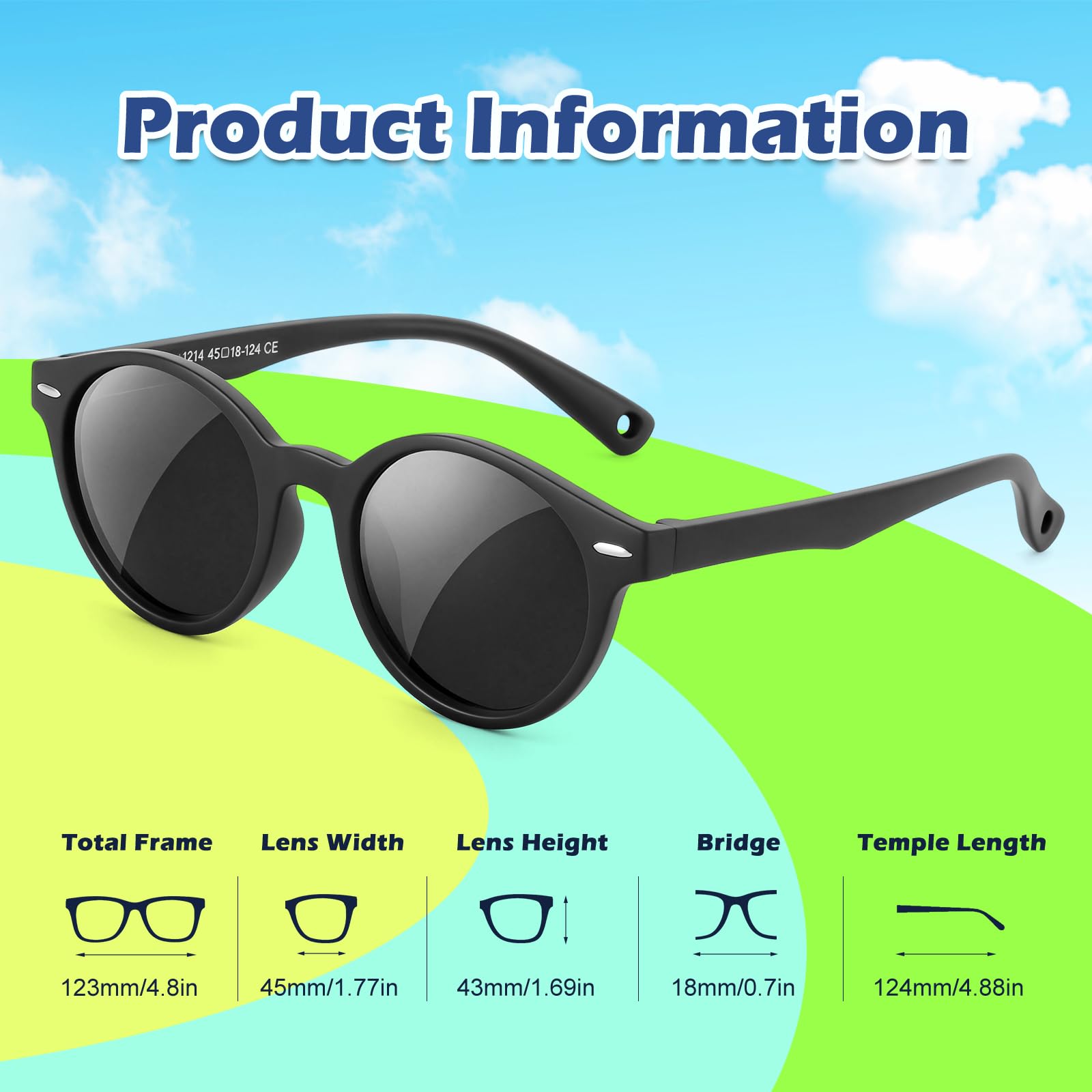 Ymmott Polarizadas Gafas de Sol Niño y Niña 3-9 Años - Gafas de Sol Infantiles Flexibles de Goma para UV400 Protección