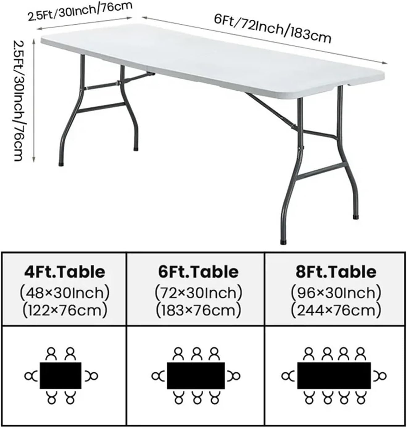 Hotel Conference Table Skirt Sun Tablecloth Decoration Elastic Rectangular Wedding Banquet(White,183x75x75)