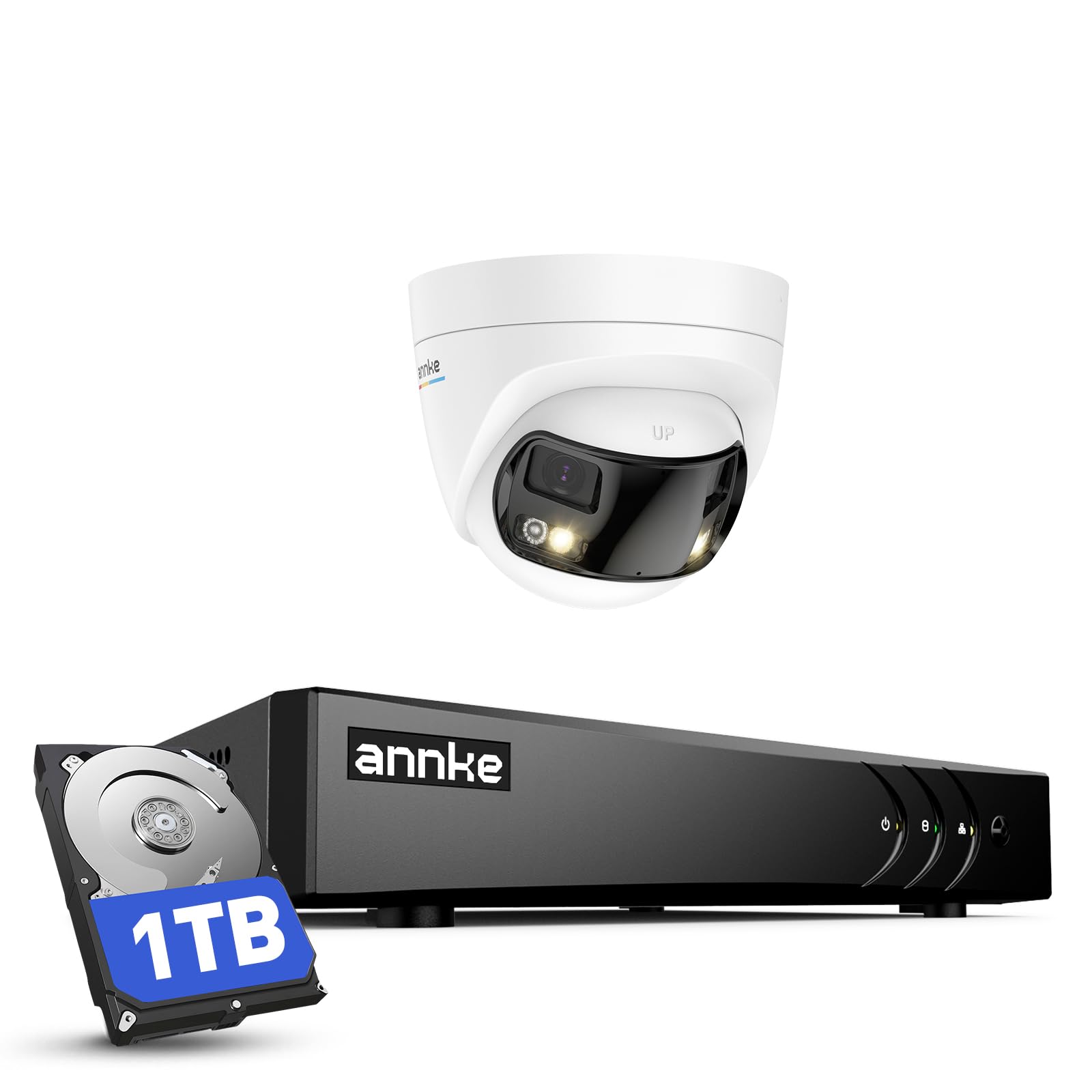 ANNKE 3K Lite 8 Channel Hybrid 5-in-1 DVR Recorder with 5MP Analog Dual-Lens Security Camera, 180°Wide Angle, Smart Dual Light, One-Way Audio, IP67, 1TB