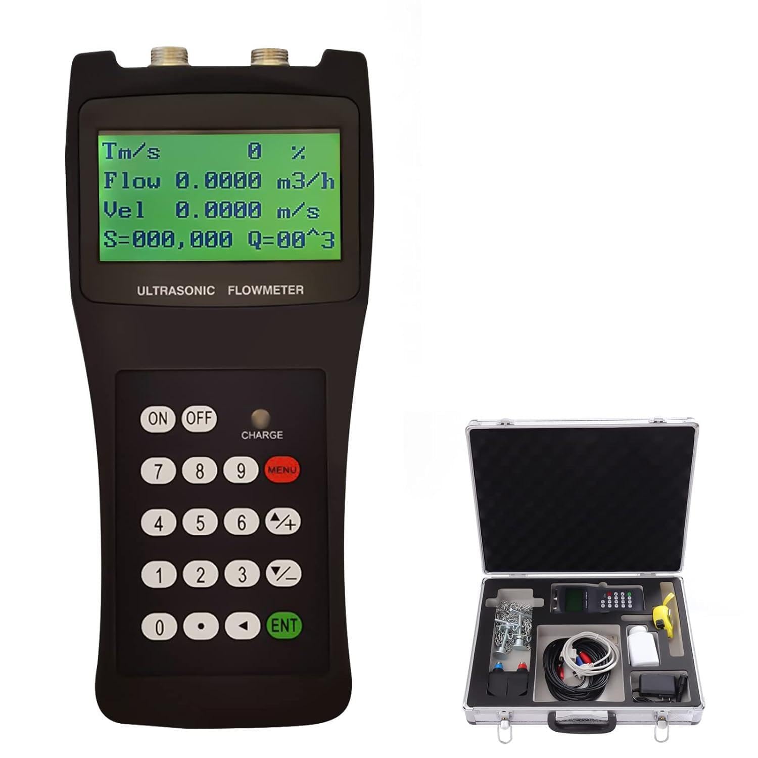 Caudalímetro de Agua - Caudalímetro ultrasónico portátil para líquidos, con Pantalla LCD IP67 a Prueba de Agua, para monitorización de producción y Flujo. Calibración S1(DN15-100)