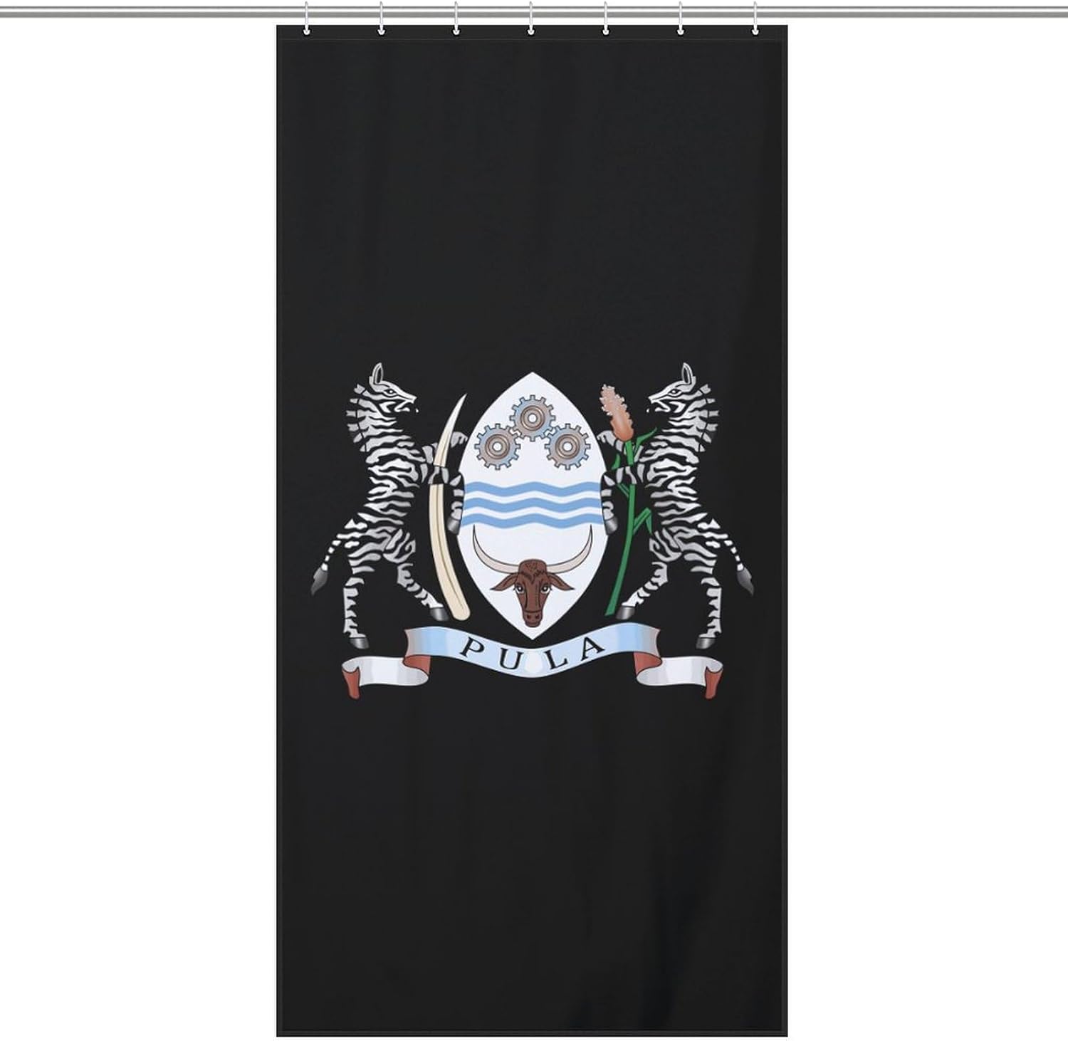 Botswana Coat of Arms Funny Shower Curtains Washable Bath Curtain Liner with Hooks for Bathroom Bath Tubs 36x72Inch（92x183cm）