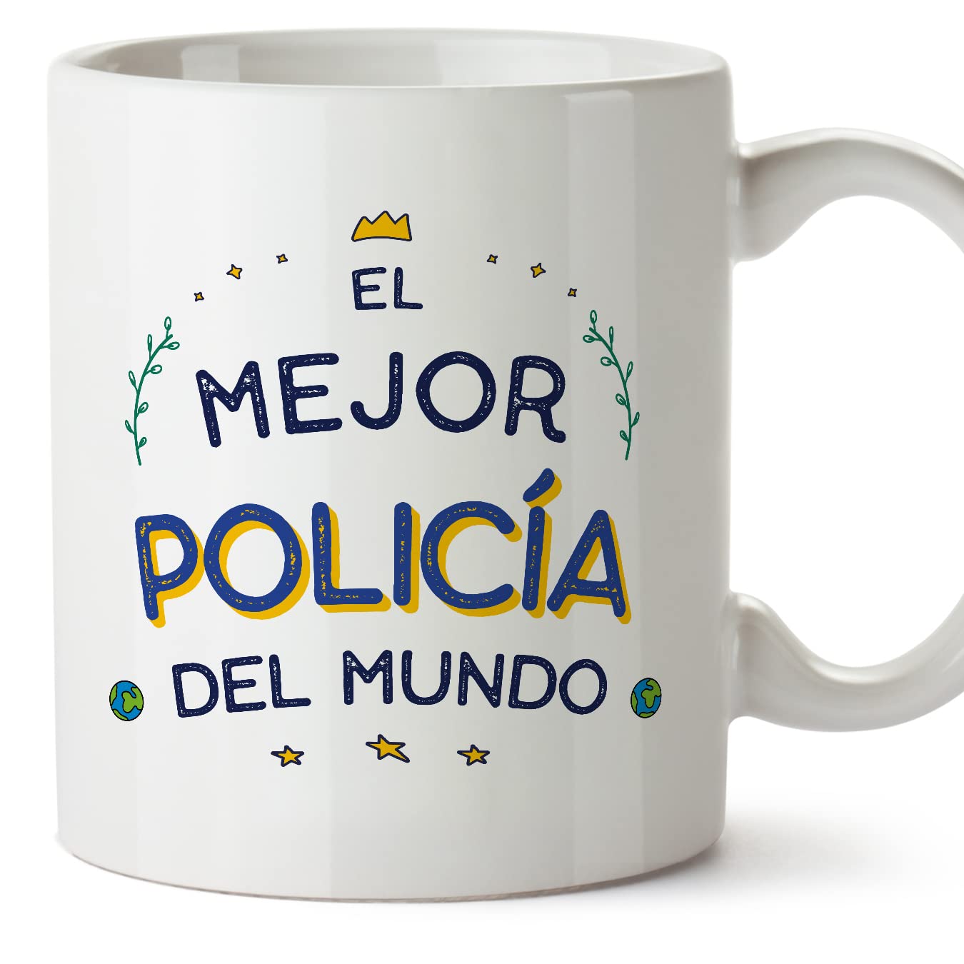 MUGFFINS Police Officer Man Mug - in Spanish - Mejor del Mundo - Funny Gift for Colleagues - Ceramic 11oz Mug — image 1