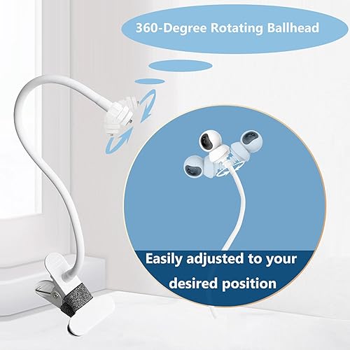 Miniatura 4 de Soporte para monitor de bebé compatible con TP-Link Tapo C200C201C210C210P2C211C220C225, Kasa EC70EC71KC410SKC411S, montaje de abrazadera de clip