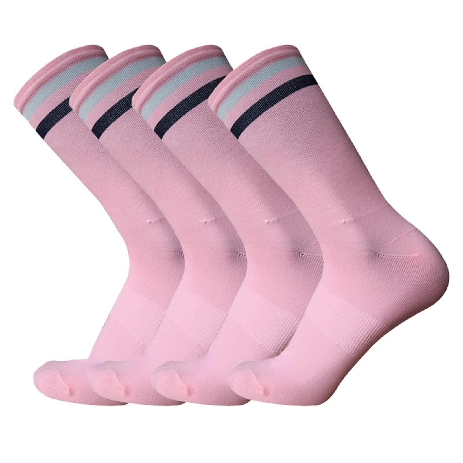 4 Paia Strada for Esterni Cycling Socks Stripes Sport Compression Bicycles, Calze da Corsa Uomini e Donne Calzini da Corsa (Color : TW Pink, Size : 39-45)