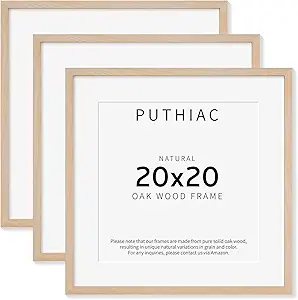 Puthiac Oak Wood 20x20 Picture Frames - 3 Pack Beige Frames for Wall