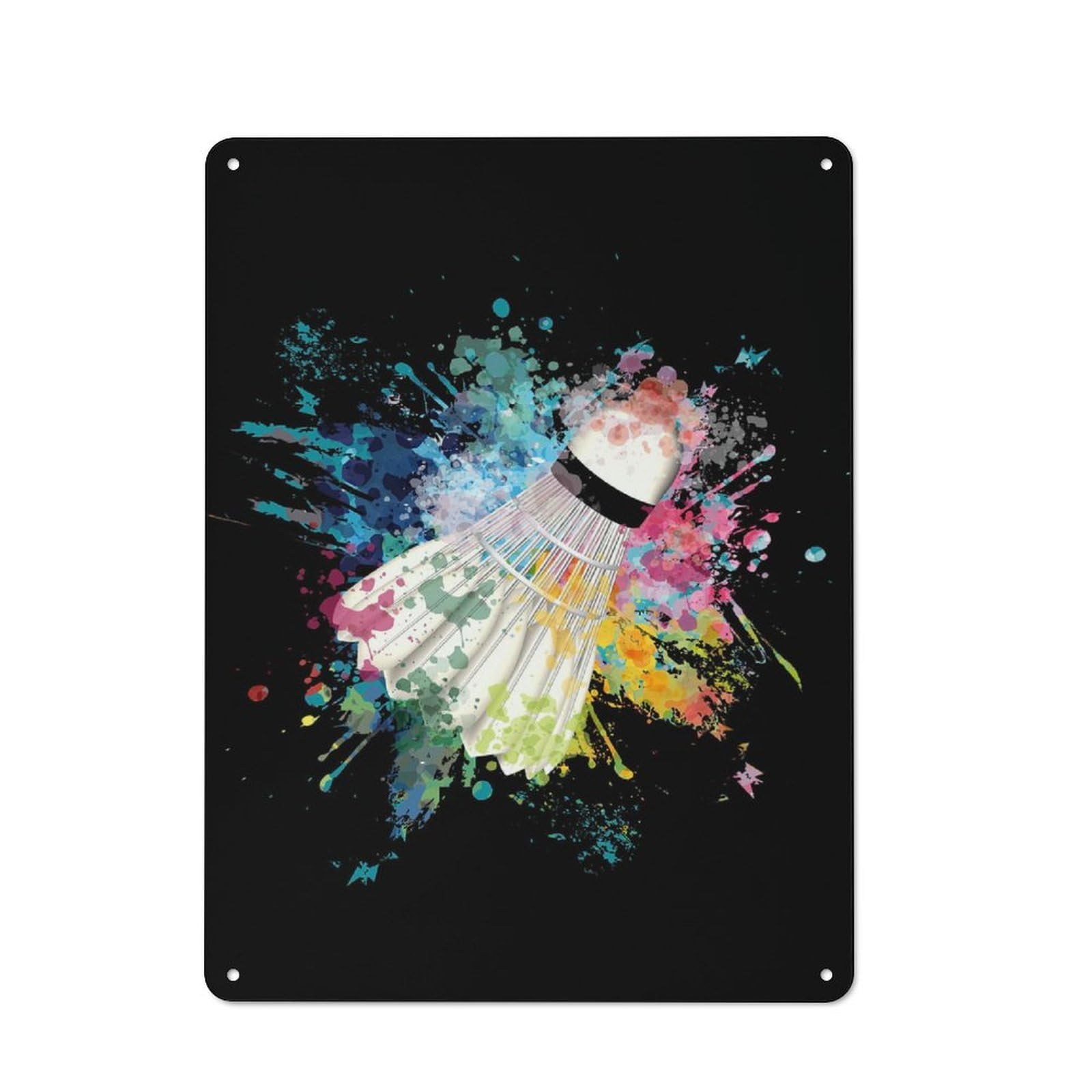 Junmoney Badminton Color Explosion Rustic Tin Wall Plaque 40X30cm, Rustic Kitchen Decor For Cottage, Kitchen, Hallway Or Breakfast Nook