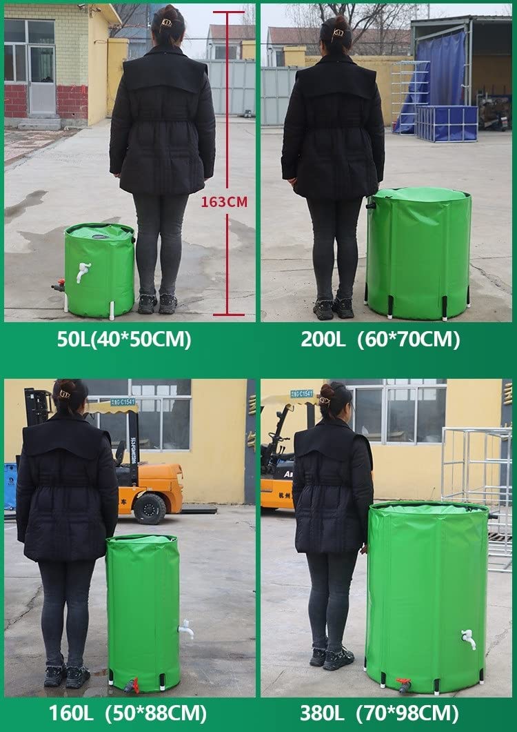 Cubo de recogida de agua de lluvia al aire libre Cubo de almacenamiento de agua de jardín Cubo de recogida de agua de lluvia plegable de PVC (color: verde, tamaño: 380L)