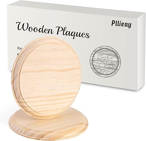 Pllieay 2 placas redondas de madera de pino natural de 5 pulgadas, placa circular sin terminar para proyectos de manualidades y decoración del hogar