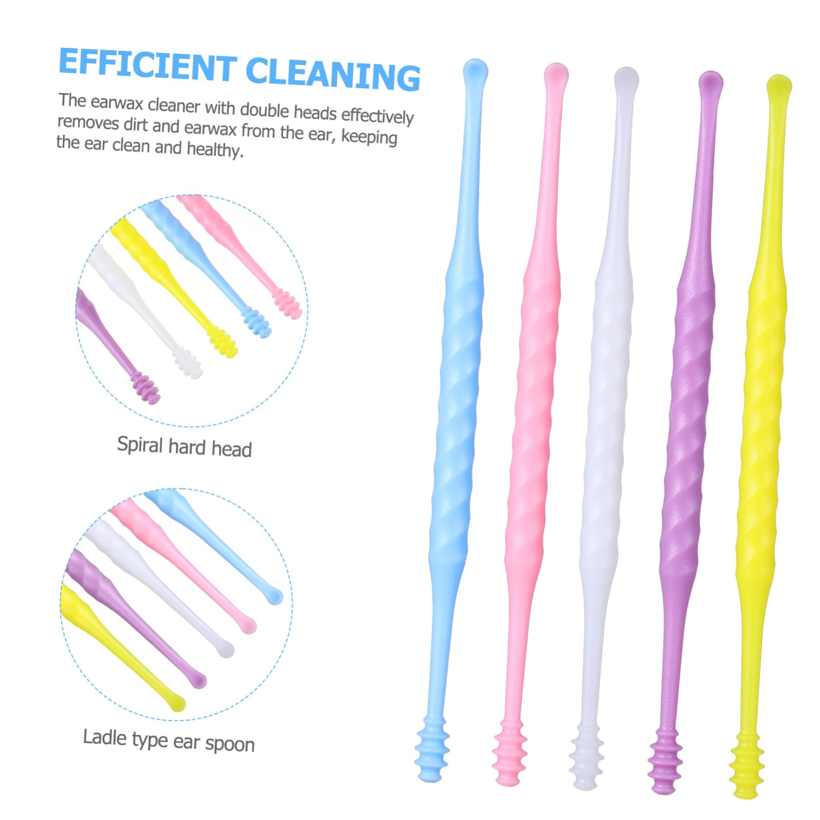 Garneck Essential Ear Cleaning Tools 20 Pack Double Head Earwax Removal Ear Spoon Spiral Cleaner Compact and Easy to Handle