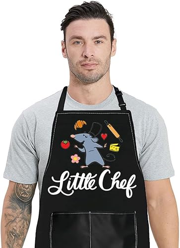WZMPA Delantal de cocina Lei Mi con bolsillos, regalos Lei Mi Fans Regalos Little Chef Lei Mi Delantal Ajustable para Cocinar Hornear Asado