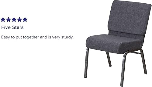 Miniatura 5 de Flash Furniture HERCULES Series - Juego de 4 sillas de iglesia de 21 pulgadas de ancho en tela gris oscuro, marco de vena plateada