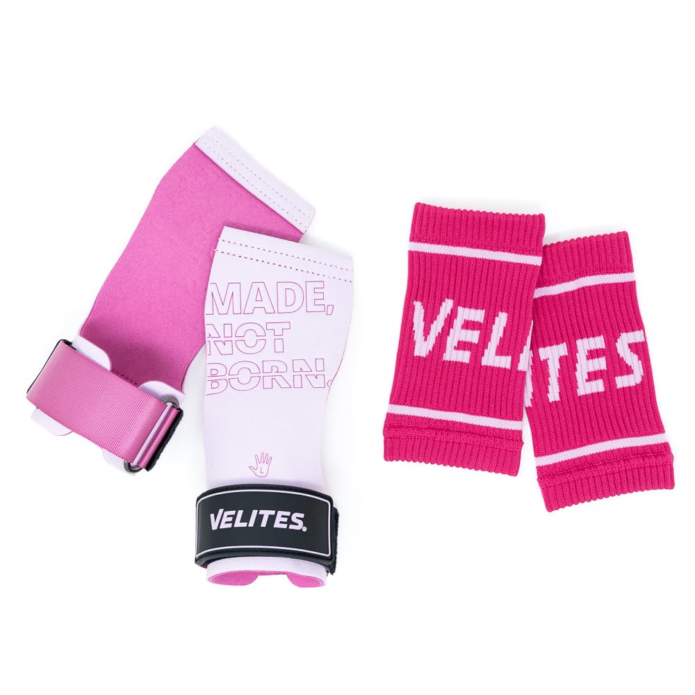 Velites | Handgrips Quad Pro + handgelenkbandage | Gleichgewicht zwischen Flexibilität, Komfort und Stärke | Verwendung mit Kreide | Cross Training & Functional Training