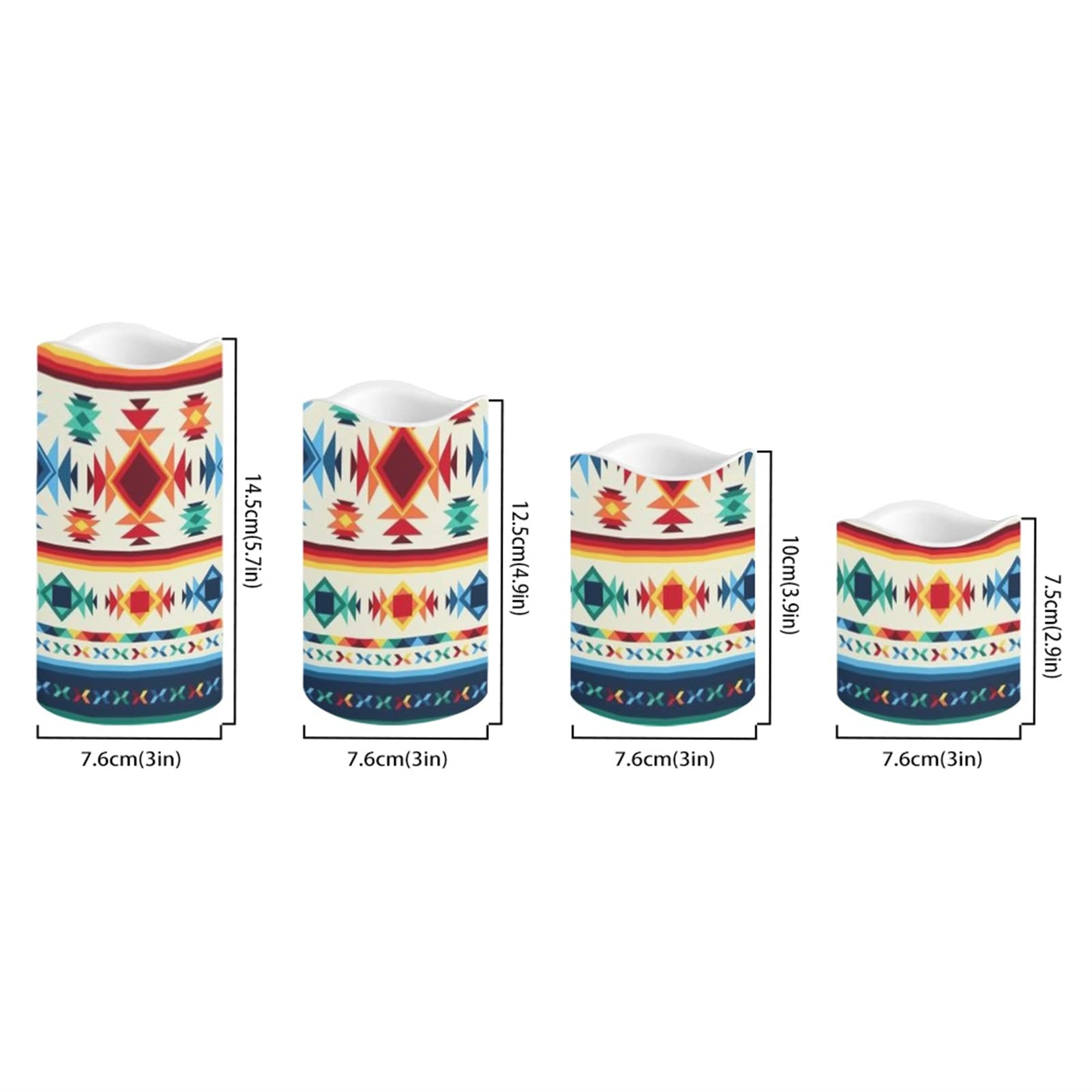 Indian Tribal Pattern LED Candele tremolanti Elettriche per Camera Da Letto Casa Partito, Etnico Geometrico Atmosfera Batteria Tea Lights Senza fiamma