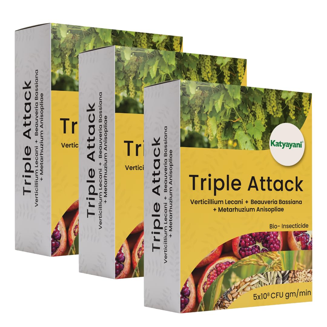 Katyayani Triple Attack 1Kg x 3 | VBM Bio Control Powder for Comprehensive Crop Protection | Suitable for Vegetables, Fruits, Pulses, Cereals & Garden Plants
