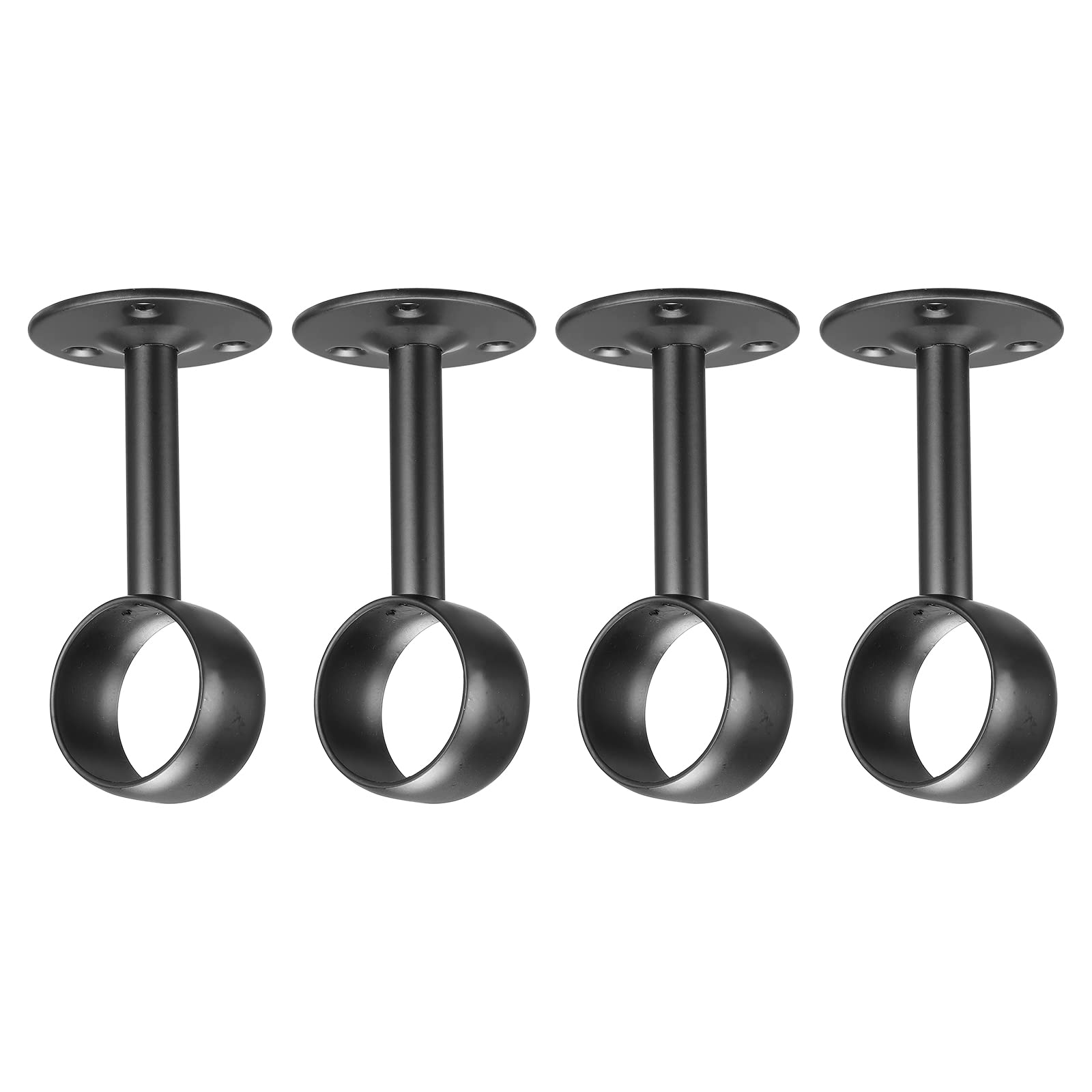 uxcell Curtain Rod Closet Holders, 1.28'' Stainless Steel Wardrobe Pipe Lever Bracket, Ceiling Brackets Holder, Black 4Pcs