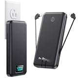 Portable Charger with Built-in Cables & AC Wall Plug,Upgraded 13800mAh USB-C Power Bank, 4 Output LCD Display External Battery Pack Phone Charger Compatible with iPhone 16/15/14/13 Samsung Android etc