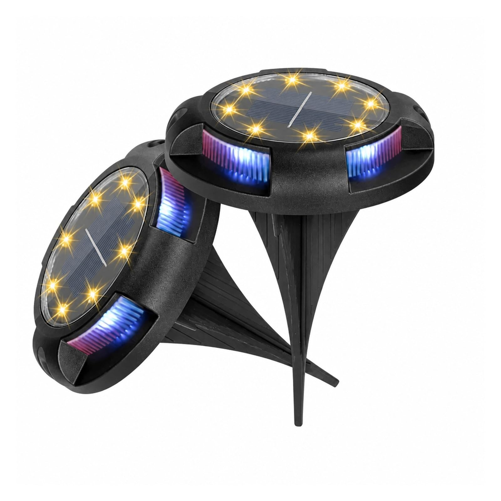 Luci Solari da Terra, Confezione Da 4 Luci Solari A Disco 12 LED Per Giardino Esterno Sotterraneo per passerella da patio(4pcs Warm 4 RGB)