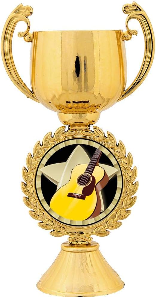 Crown Awards Personalized Guitar Trophy, 7.25" Gold Cup Music Guitar Trophies with Free Custom Engraving Prime