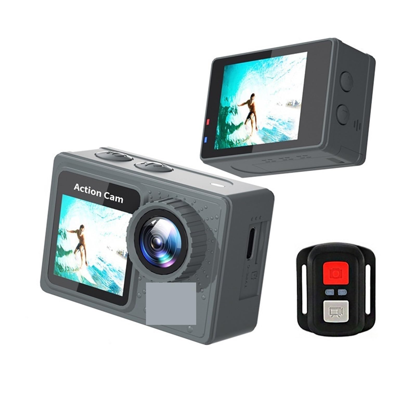 Action Camera, Action camera 5K, anti-shake, sport cam, doppio schermo, mini telecamera subacquea, grandangolo 170° con telecomando,per Ciclismo, Moto