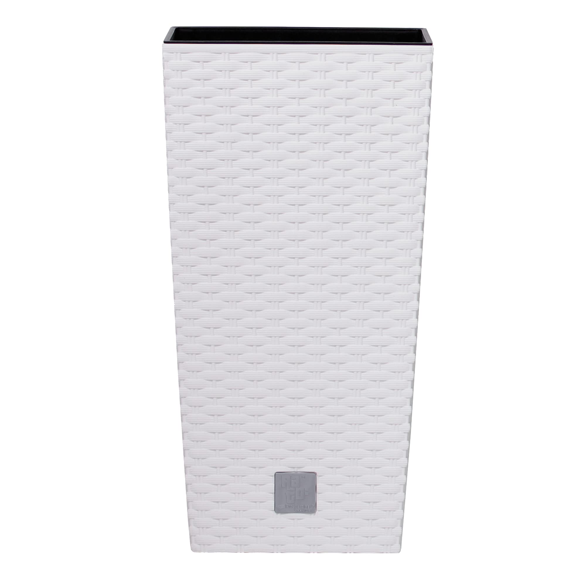 URBNLIVING Rattan Design Elegant Tall Large Plant Pot Flower Indoor Outdoor Garden Planters (White, Square [Large])