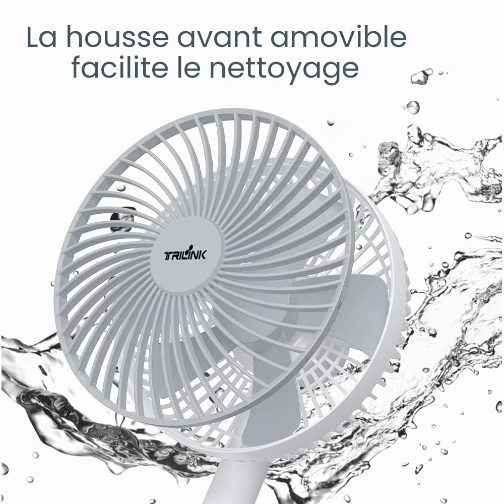 Mini Ventilateur Bureau, Ventilateur USB Rechargeable à 4000 Mah Batterie - 4 Vitesses, 16cm Petit Ventilateur De Table Silencieux , RéGlable 50°, portable Personnel Fan Pour Bureau, Chambre, Maison