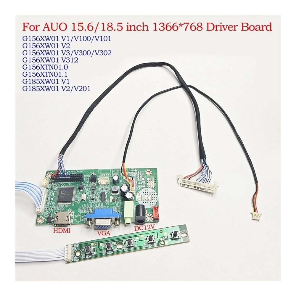 tv Scheda di Alimentazione per G156XW01 G185XW01 G156XTN01.0 1366x768 Scheda Controller HDMI+VGA a LVDS Schermo Laptop Display Kit Driver FAI DA TE