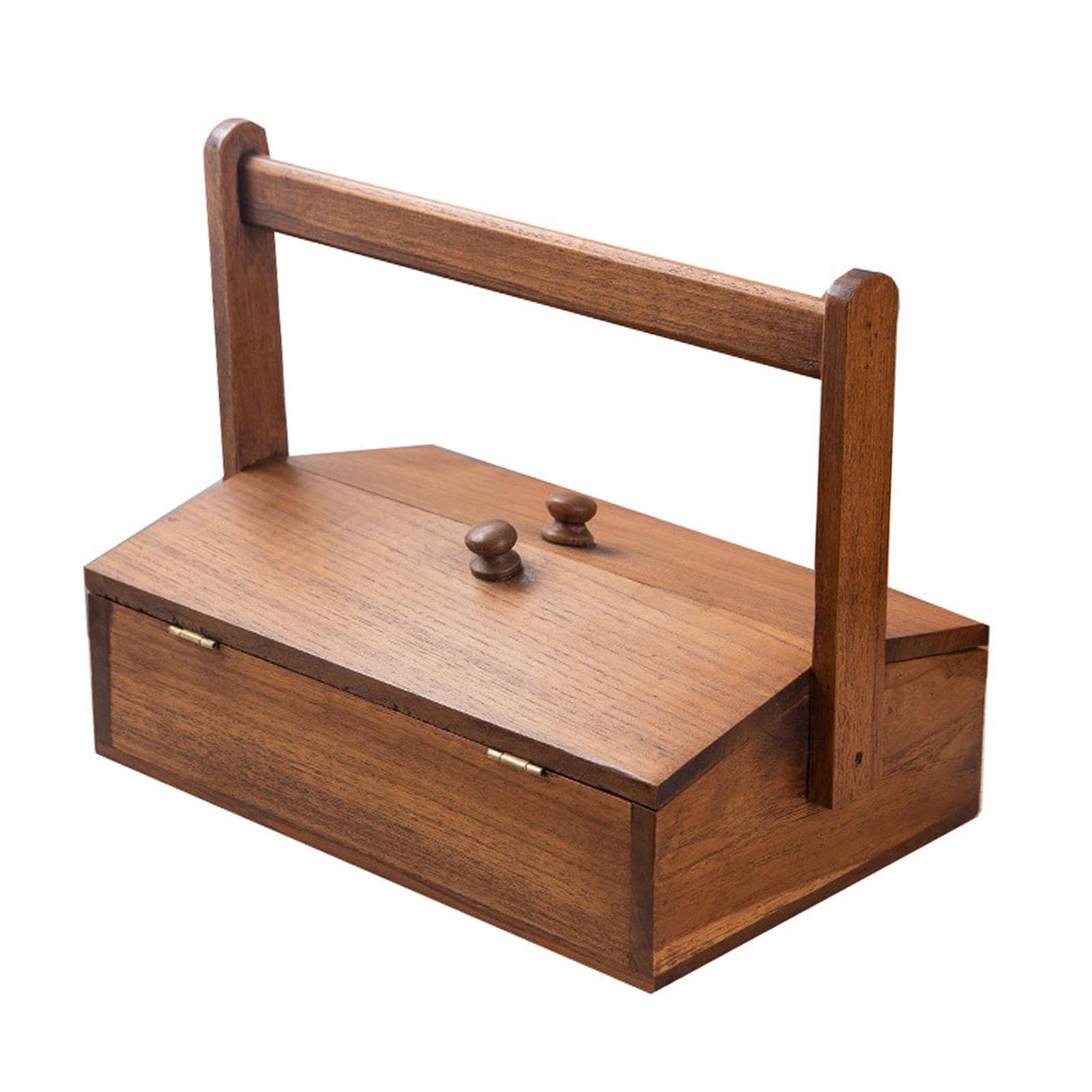 jojomis Cesta de picnic de madera con tapa, caja de almacenamiento rústica vintage para camping, playa, barbacoa y decoración del hogar, 11.81 x 7.87 x 9.84 pulgadas