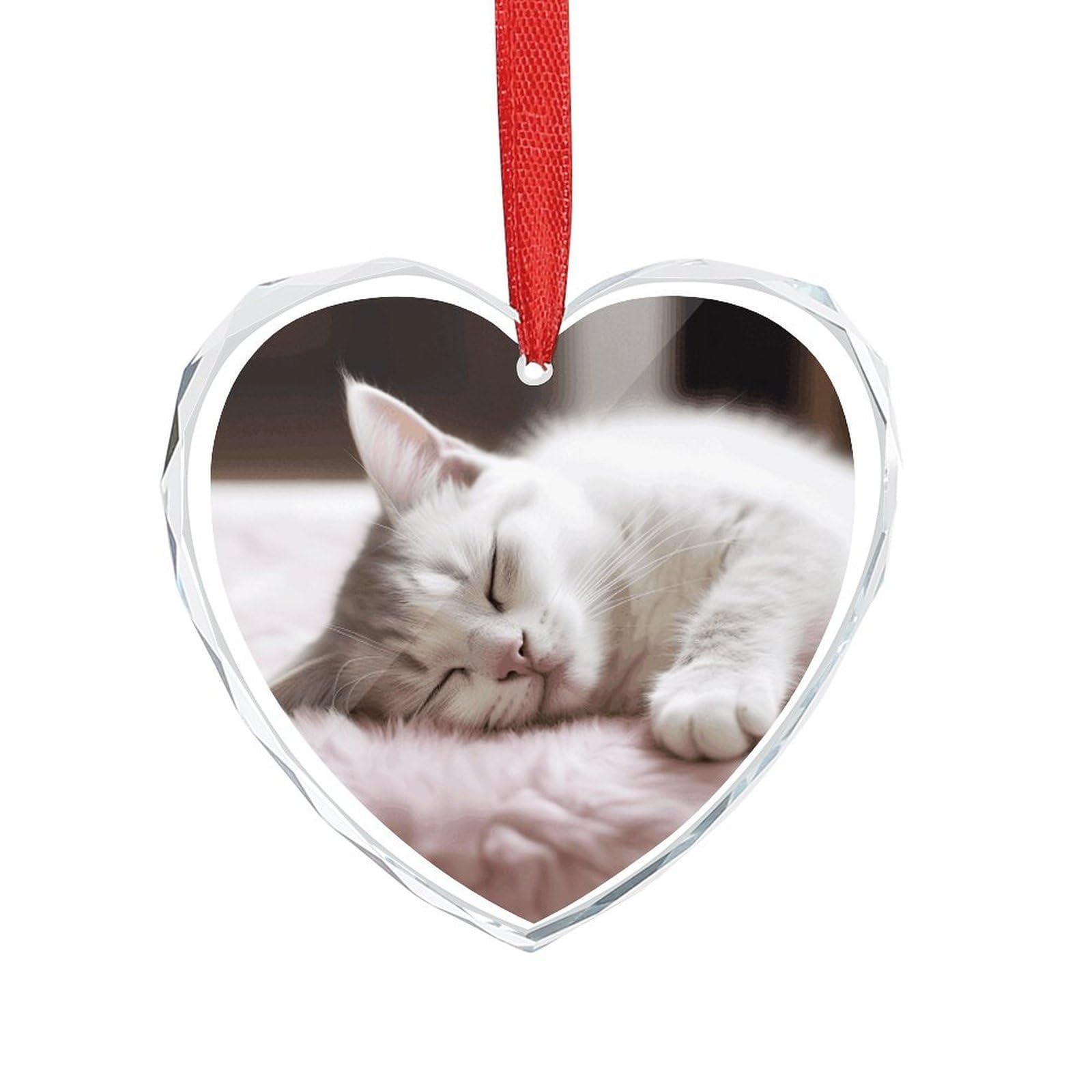 Wsoihfec Style Sleeping Cat Engagement Gifts For Couples, Glass Ornaments Just Married Bridal Shower Decor, Heart Keepsake Decor For Bride & Groom