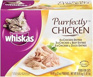 PURRFECTLY Chicken Variety Pack Wet Cat Food 3 Ounces (10-Counts) by Whiskas Wet Food