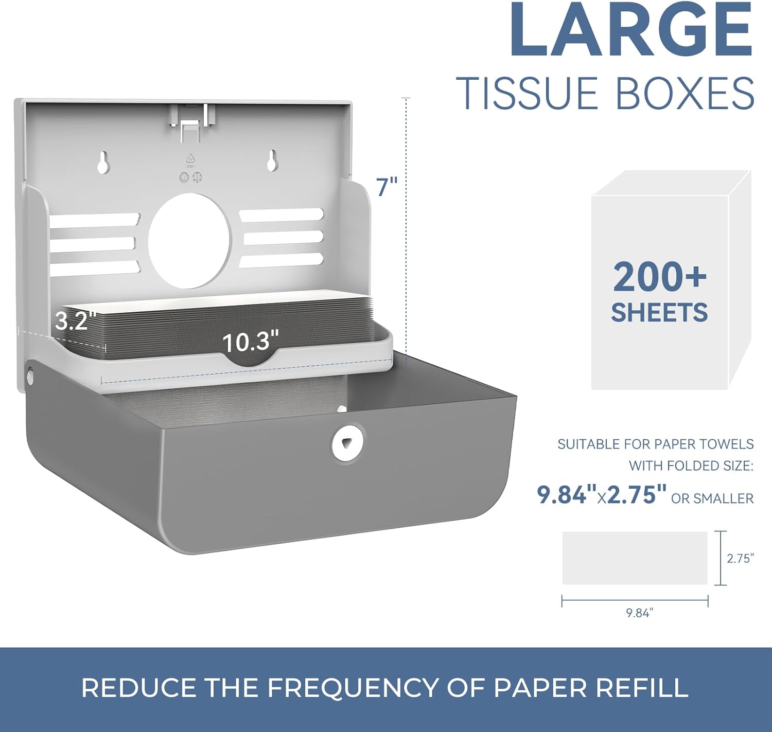 Paper Towel Dispenser Wall Mount, Adhesive No Drilling Multifold Trifold C Fold Commercial Hand Towel Dispenser,Silver - Image 2