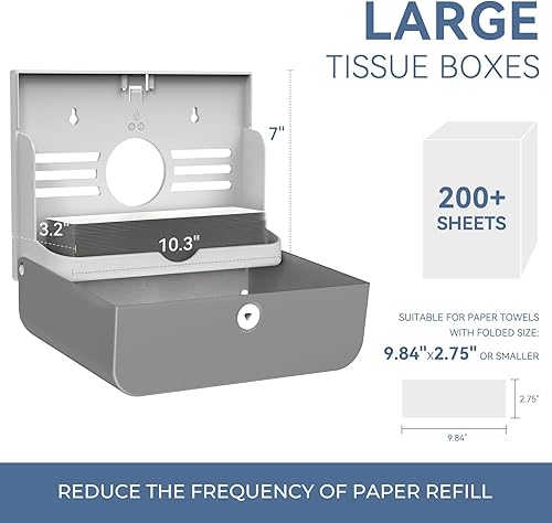 Miniatura 2 de Dispensador de toallas de papel para montaje en pared, adhesivo sin perforación, multipliegue, triple pliegue C, dispensador comercial de toallas de