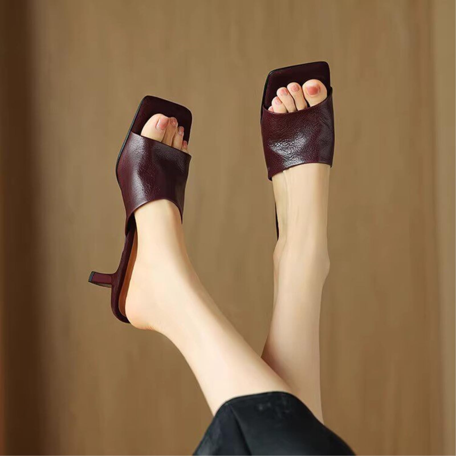 Pantofole Donna Piede Quadrato Basso Gattino Tacco Mule, Vegano Cuoio Diavolo Sandali, Beige Vestito Scarpe Casual per L'uso Quotidiano Dell'ufficio-Creamy White-38