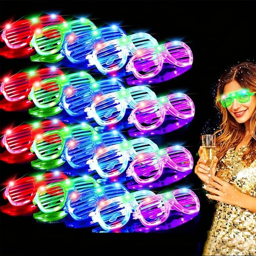 TURNMEON 20 Pack LED Glasses 4th of July Party Favors, 6 Colors Light Up Glasses Glow In The Dark Party Supplies Shutter Shades Glow Sticks Glasses Neon Party Birthday Wedding Concerts Pool 250th