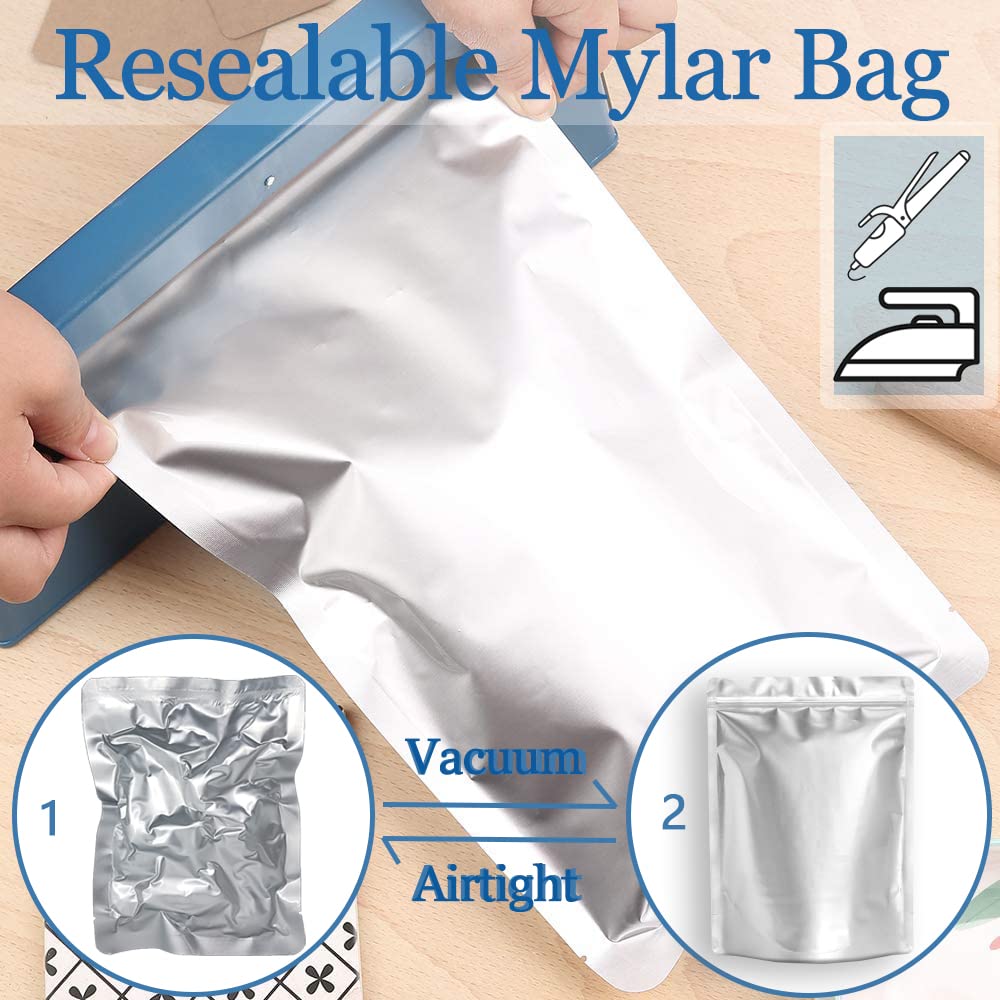 100 Pieces 4 Sizes Mylar Bags Variety Pack, 5 Mil Mylar Bags for Food