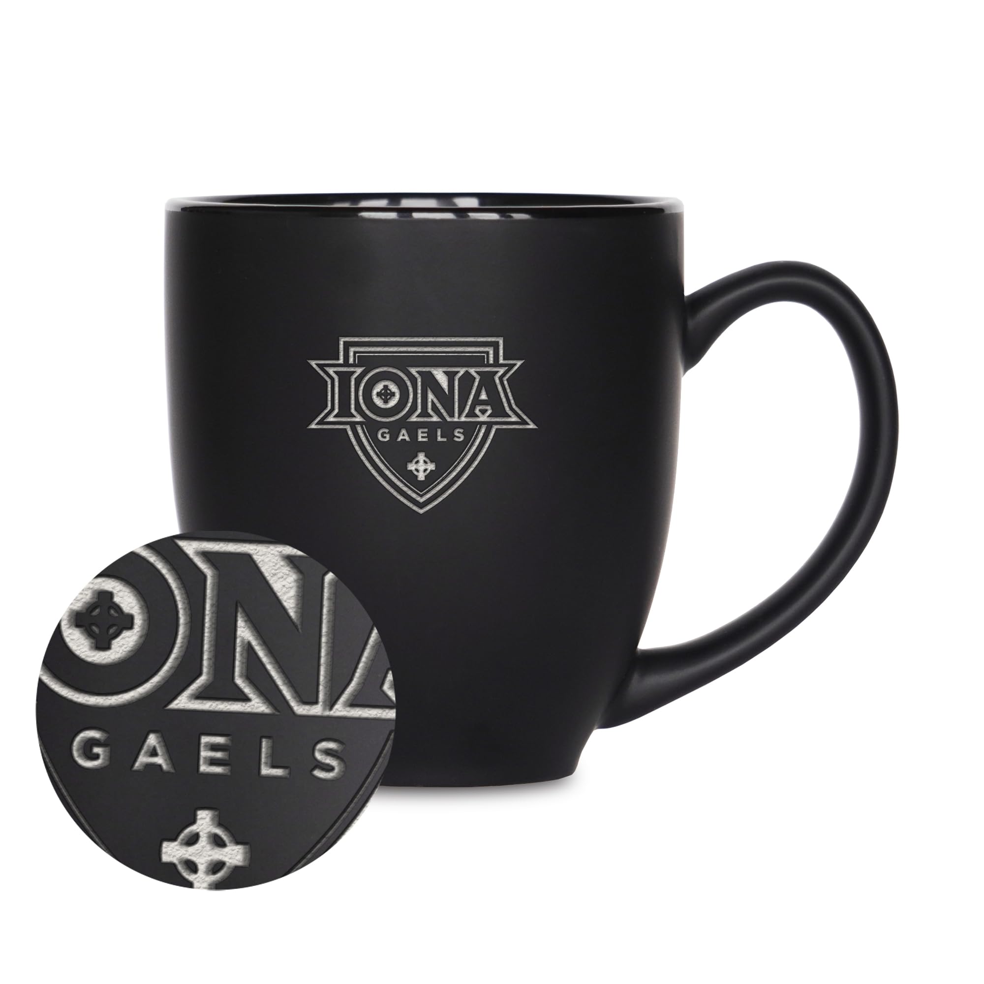 Tasse Gaels Iona bistrot céramique noire mate gravée laser boisson 445ml