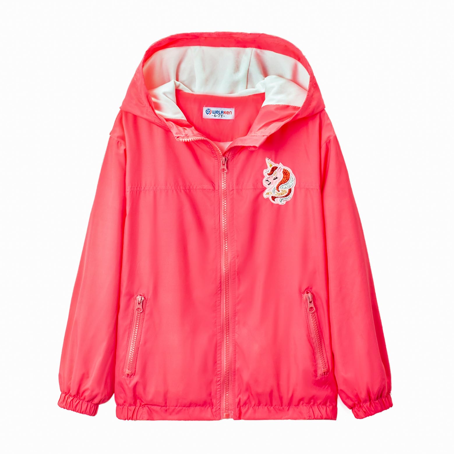 WELAKEN lightweight Jacket for Girls Kids & Toddler II Girls'Print Water-resistant Jacket