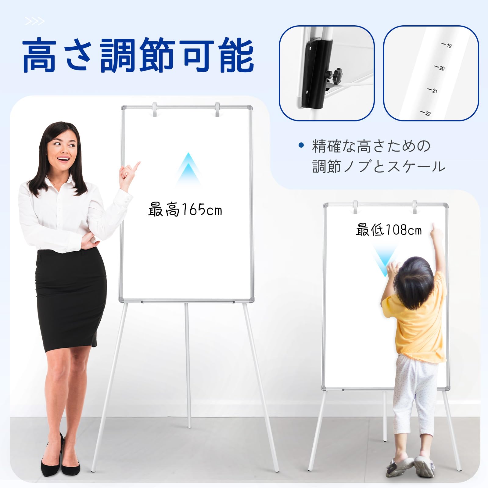 Amazon.co.jp: Walspax ホワイトボード 脚付き 60x90cm 三脚 イーゼル