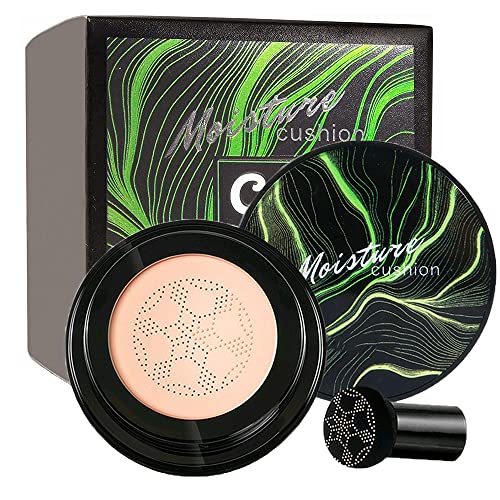 Mushroom Head Air Cushion CC Cream - Mushroom Head Foundation / Long Lasting Nude Matte Concealer, Oil Control/ Moisturizing BB Cream Makeup (NATURAL)