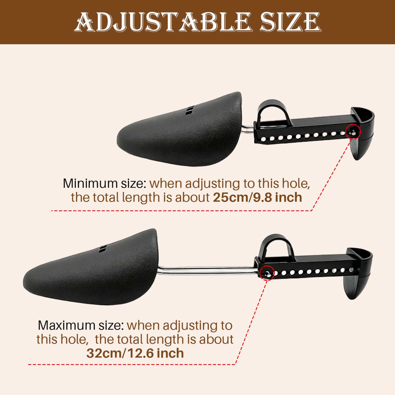 2 Pares de Hormas para Zapatos, Ensanchador de Zapatos Ajustable de 25 cm A 30 cm, Soporte Moldeador de Zapatillas de Deporte de Plástico de Hierro Negro, Soporte para Botas para Hombres y Mujeres