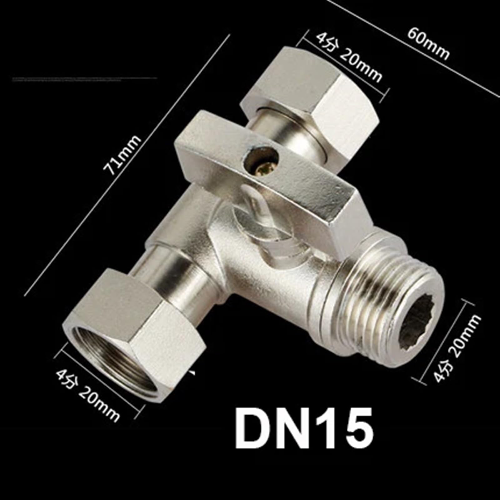 DN15 Kupferventilschalter Drei-Wege-Vier-Wege-Wasserrohr-Shunt-Waschmaschinenanschluss mit Ventil-Wasserhahn-Anschluss(12)