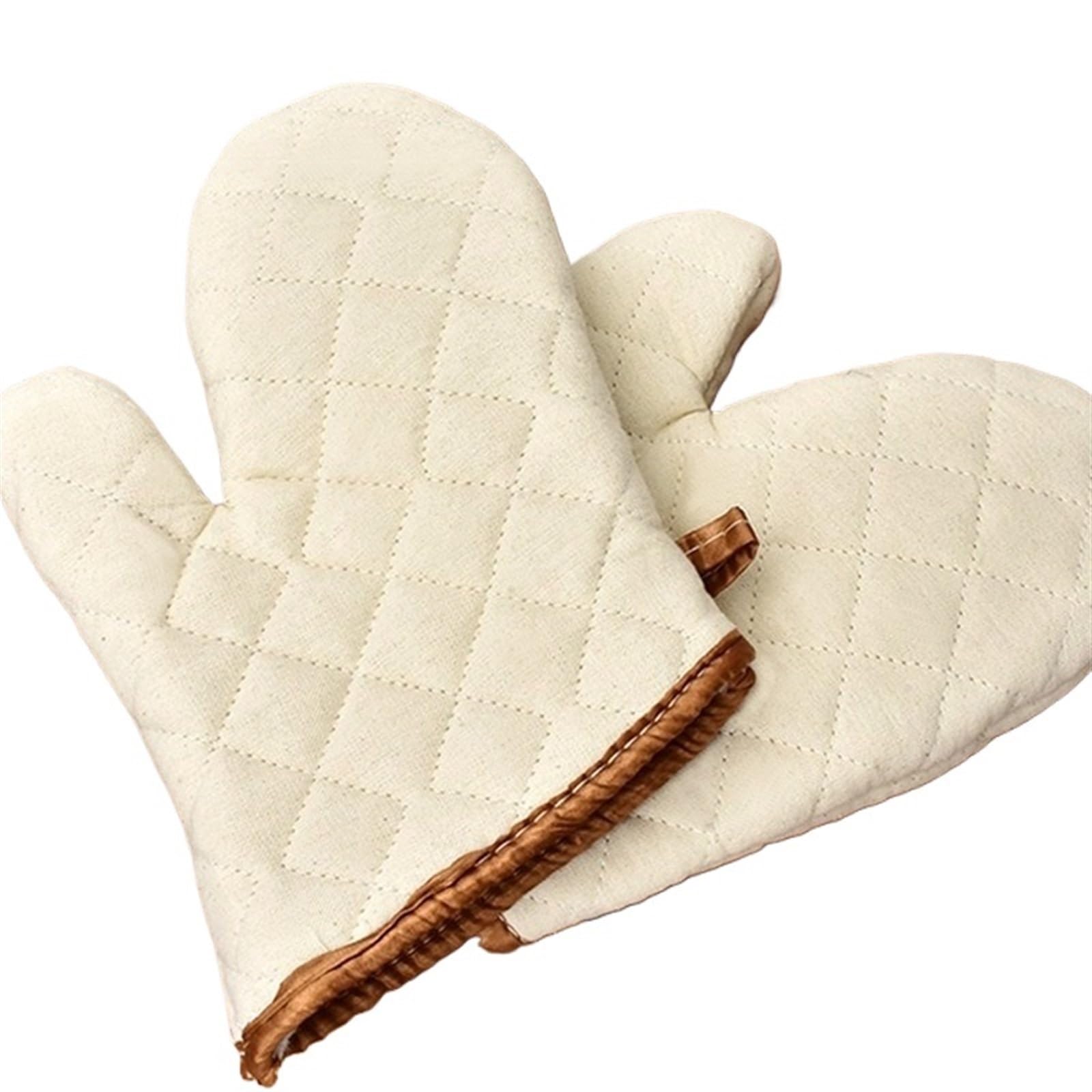 MRKU Guantes de Cocina para Hornear, Guantes de Cocina para Horno, algodón Blanco, Anti-Quemaduras, Gruesos, para bandejas, Platos y Cuencos.