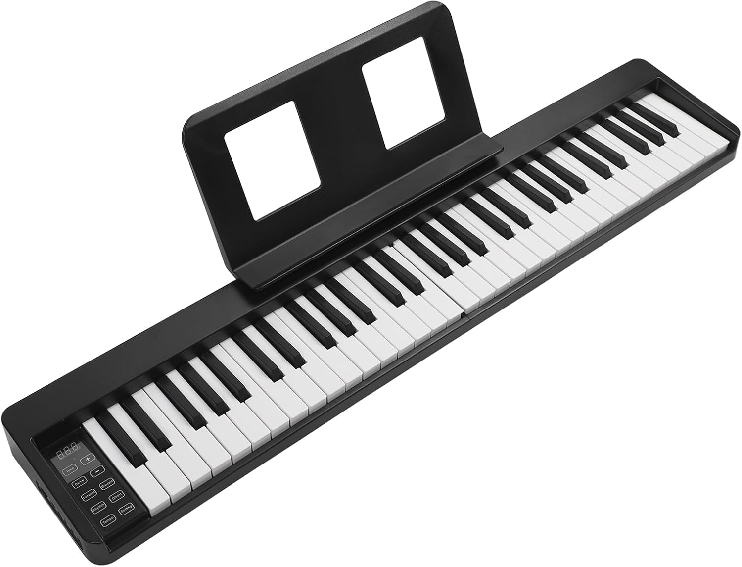 61 Key Folding Piano, Foldable Digital Piano Keyboard with Full Size Keys, Rechargeable Portable Electronic Piano for Beginner Practice at Home or On the Go (Black)